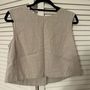 A new day, neutral linen blend crop top—XS